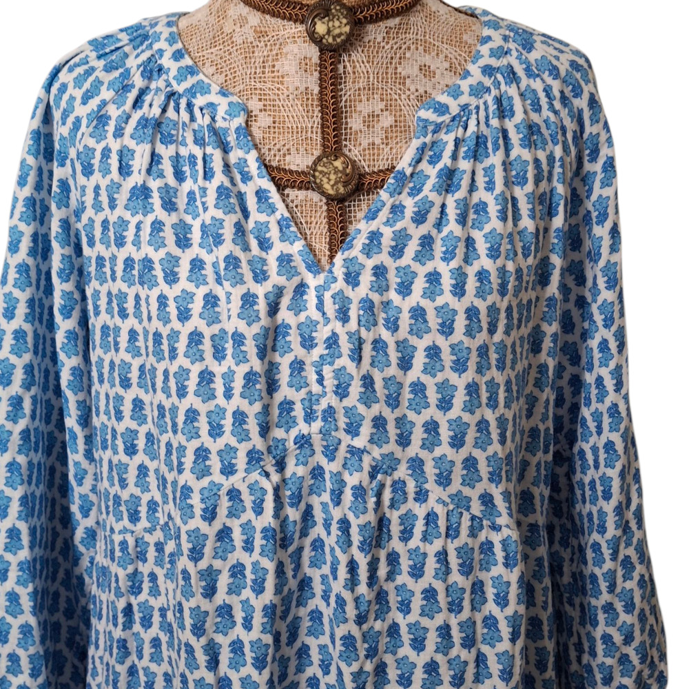 Vineyard Vines‎ Seastitch Block Printed balloon sleeve Dress with pockets L - Picture 3 of 8